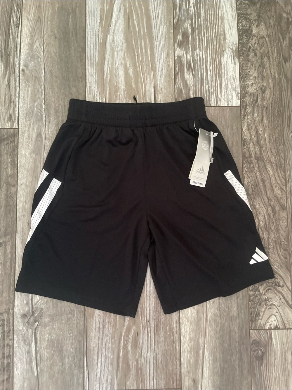 adidas Black Athletic Shorts with White Accents